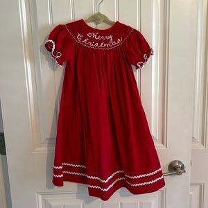 Girls smocked Christmas dress